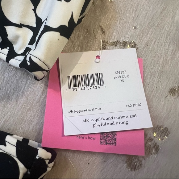NWT Kate Spade XS Black And White Rose Two Piece Bikini - Picture 5 of 9